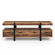 ID MARKET - Meuble TV 140 cm AUSTRIA avec tiroirs bois pieds épingle - vignette