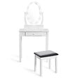 ID MARKET - Coiffeuse BELLA avec miroir LED et tabouret - vignette