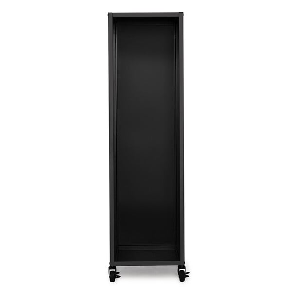 ID MARKET - Range bûches vertical plein acier noir H. 119 CM pour cheminée avec roulettes - large
