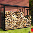 ID MARKET - Abri de stockage en acier galvanisé pour bûches L. 274 cm avec housse de protection - vignette