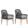 BELIANI - Lot de 2 chaises de jardin avec coussins OLBIA Matière synthétique Noir - vignette