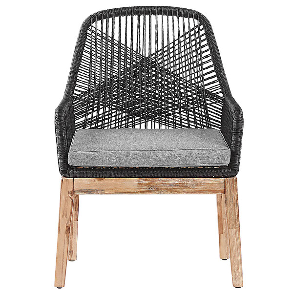 BELIANI - Lot de 2 chaises de jardin avec coussins OLBIA Matière synthétique Noir - large