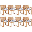 BELIANI - Lot de 8 chaises de jardin avec coussins SASSARI II Bois d\'acacia certifié Bleu marine - vignette