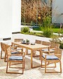 BELIANI - Lot de 8 chaises de jardin avec coussins SASSARI II Bois d\'acacia certifié Bleu marine - vignette