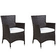 BELIANI - Lot de 2 chaises de jardin avec coussins ITALY Marron foncé - vignette