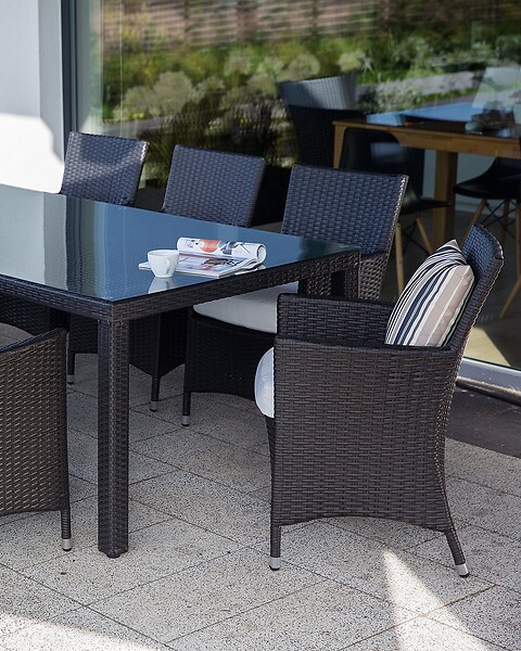 BELIANI - Lot de 2 chaises de jardin avec coussins ITALY Marron foncé - large