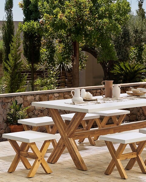 BELIANI - Tabouret de jardin OLBIA Béton Blanc - large