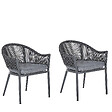 BELIANI - Lot de 2 chaises de jardin avec coussins MILETO Métal Gris - vignette