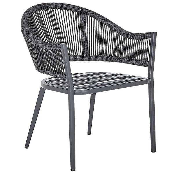 BELIANI - Lot de 2 chaises de jardin avec coussins MILETO Métal Gris - large