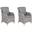 BELIANI - Lot de 2 chaises de jardin avec coussins CASCAIS Gris - vignette
