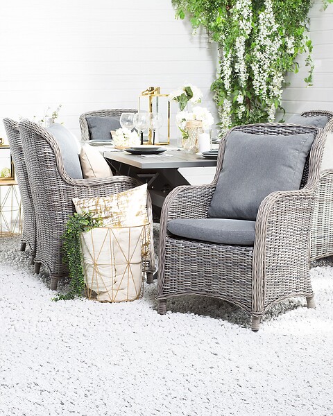 BELIANI - Lot de 2 chaises de jardin avec coussins CASCAIS Gris - large