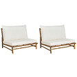 BELIANI - Lot de 2 chaises de jardin avec coussins TODI Bambou Blanc cassé - vignette