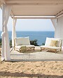 BELIANI - Lot de 2 chaises de jardin avec coussins TODI Bambou Blanc cassé - vignette