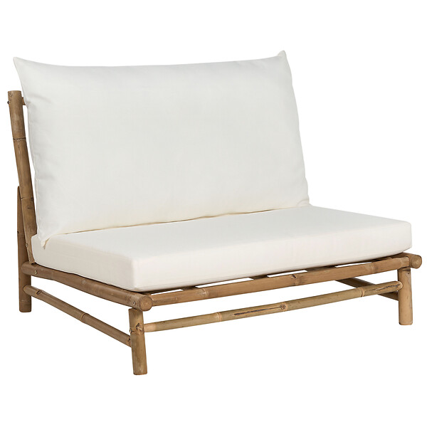 BELIANI - Lot de 2 chaises de jardin avec coussins TODI Bambou Blanc cassé - large