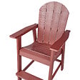 BELIANI - Chaise de bar de jardin ADIRONDACK Matière synthétique Rouge - vignette