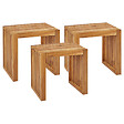 BELIANI - Lot de 3 tabourets de jardin BELLANO Acacia Marron - vignette