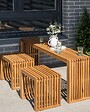 BELIANI - Lot de 3 tabourets de jardin BELLANO Acacia Marron - vignette