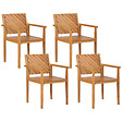 BELIANI - Lot de 4 chaises de jardin BARATTI Acacia Marron - vignette