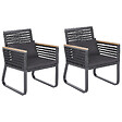 BELIANI - Lot de 2 chaises de jardin avec coussins CANETTO Métal Noir - vignette