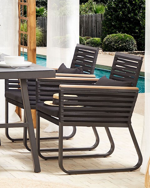 BELIANI - Lot de 2 chaises de jardin avec coussins CANETTO Métal Noir - large