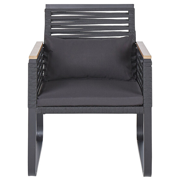 BELIANI - Lot de 2 chaises de jardin avec coussins CANETTO Métal Noir - large