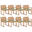 BELIANI - Lot de 8 chaises de jardin avec coussins SASSARI II Bois d\'acacia certifié Vert - vignette