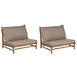 BELIANI - Lot de 2 chaises de jardin avec coussins TODI Bambou Taupe - vignette