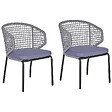 BELIANI - Lot de 2 chaises de jardin avec coussins PALMI Métal Gris - vignette
