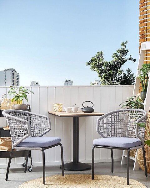 BELIANI - Lot de 2 chaises de jardin avec coussins PALMI Métal Gris - large
