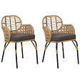 BELIANI - Lot de 2 chaises de jardin avec coussins PRATELLO Naturel - vignette
