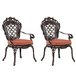 BELIANI - Lot de 2 chaises de jardin avec coussins LIZZANO Métal Marron foncé - vignette