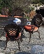 BELIANI - Lot de 2 chaises de jardin avec coussins LIZZANO Métal Marron foncé - vignette