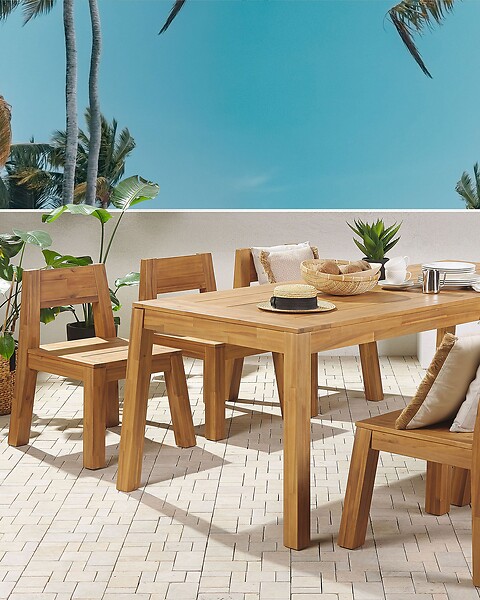 BELIANI - Lot de 4 chaises de jardin LIVORNO Acacia Marron - large