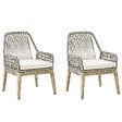 BELIANI - Lot de 2 chaises de jardin avec coussins OLBIA Blanc cassé - vignette