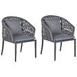 BELIANI - Lot de 2 chaises de jardin avec coussins LIPARI Métal Gris - vignette