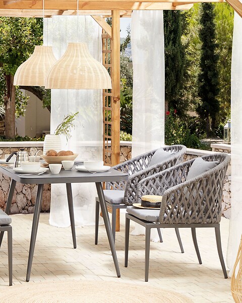 BELIANI - Lot de 2 chaises de jardin avec coussins LIPARI Métal Gris - large