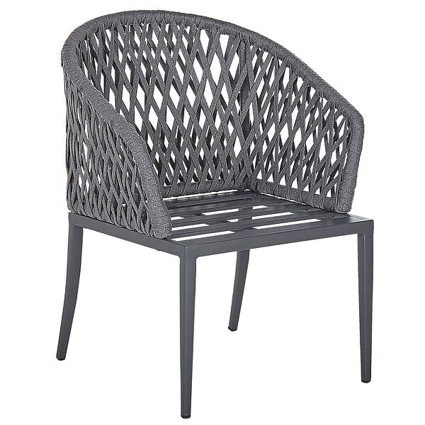 BELIANI - Lot de 2 chaises de jardin avec coussins LIPARI Métal Gris - large
