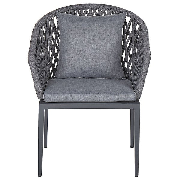 BELIANI - Lot de 2 chaises de jardin avec coussins LIPARI Métal Gris - large