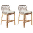 BELIANI - Lot de 2 chaises de bar de jardin TALAMONE Acacia Beige - vignette