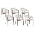 BELIANI - Lot de 6 chaises de jardin avec coussins FLAVIA Métal Blanc - vignette