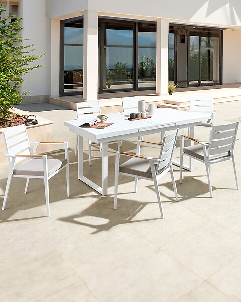 BELIANI - Lot de 6 chaises de jardin avec coussins TAVIANO Métal Gris - large