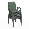 ID MARKET - Lot de 6 chaises de jardin LYMA métal et textilène empilables vert olive - vignette