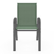 ID MARKET - Lot de 6 chaises de jardin LYMA métal et textilène empilables vert olive - vignette