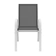 ID MARKET - Lot de 4 chaises de jardin LYMA métal et textilène empilables blanc et gris - vignette