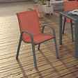 ID MARKET - Lot de 6 chaises de jardin LYMA métal et textilène empilables terracotta - vignette