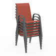 ID MARKET - Lot de 6 chaises de jardin LYMA métal et textilène empilables terracotta - vignette