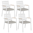 BELIANI - Lot de 4 chaises de jardin avec coussins TAVIANO Métal Gris - vignette