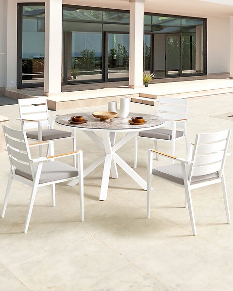 BELIANI - Lot de 4 chaises de jardin avec coussins TAVIANO Métal Gris - large