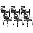BELIANI - Lot de 6 chaises de jardin avec coussins TAVIANO Métal Noir - vignette