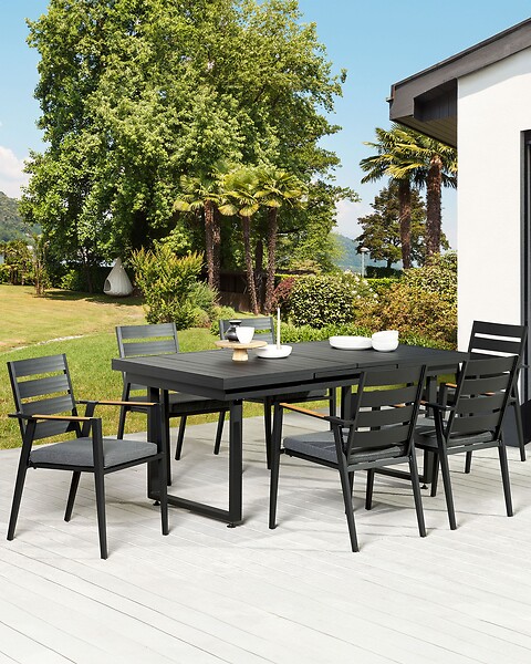 BELIANI - Lot de 6 chaises de jardin avec coussins TAVIANO Métal Noir - large